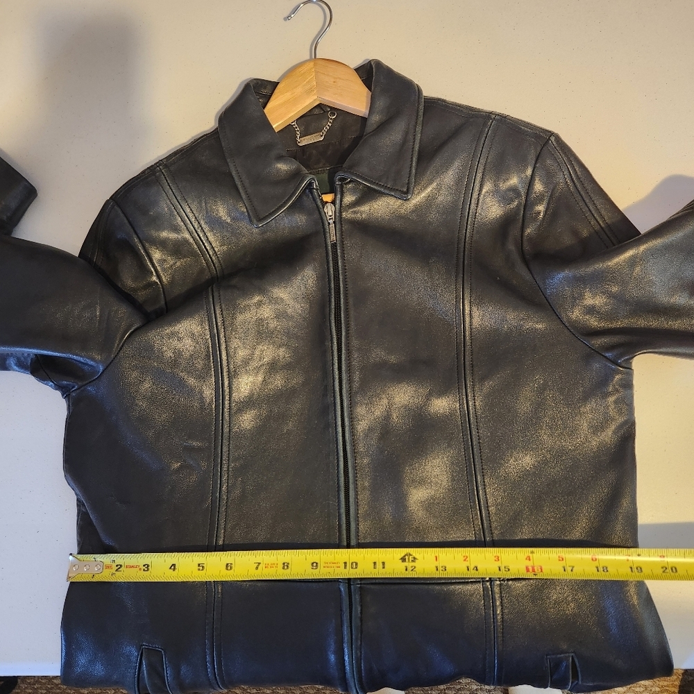 Vintage 90s Danier Black Blazer Leather Jacket Coat Minimalist Womens Size 12 - Picture 8 of 14
